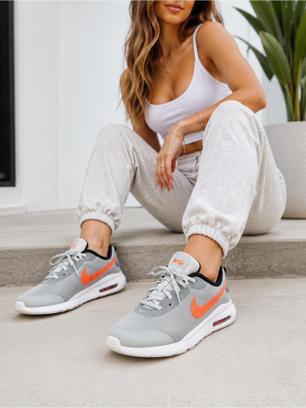 Nike Air Max Youth 3.5Y Gray Orange Sneakers AR7419-010